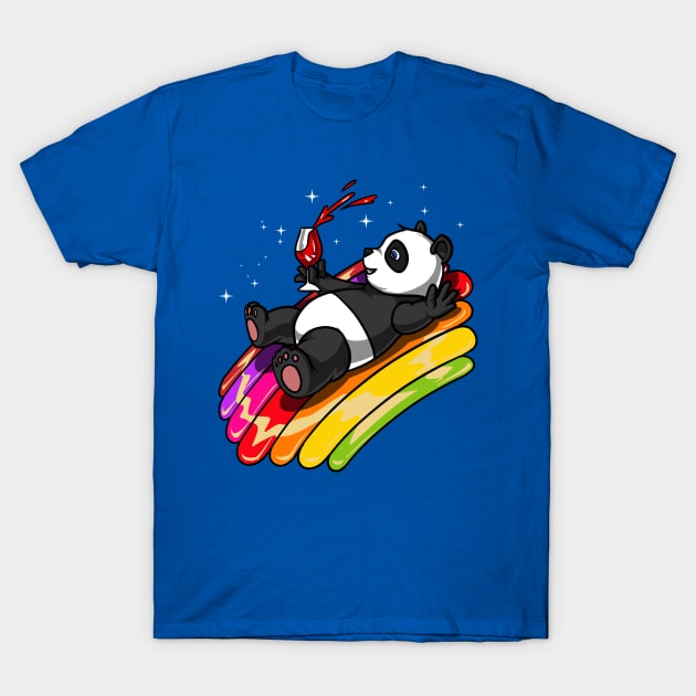 Panda Bear Wine Party T-Shirt by underheaven